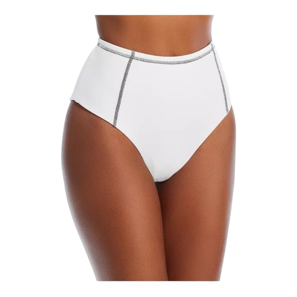 Onia Ella Seamed Bikini Bottom in White and Black NWT - Picture 1 of 6